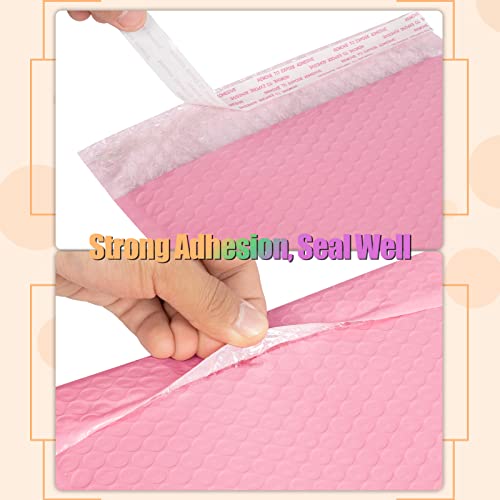 4 x 8 Inch Bubble Mailers 60 Pack, Self-Seal Poly Padded Envelope, Waterproof Shipping Bags for Small Business, Light Pink