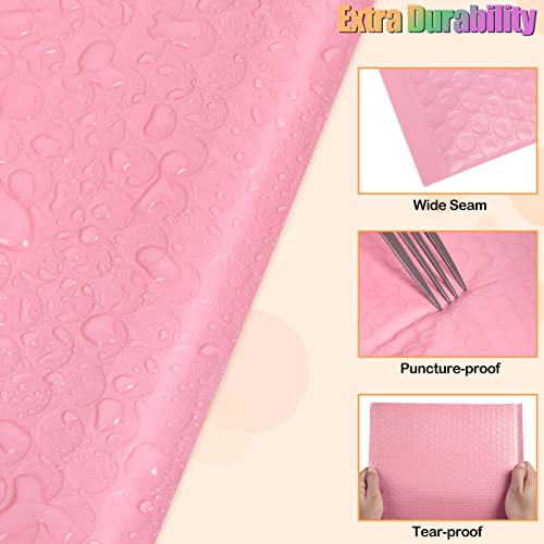 4 x 8 Inch Bubble Mailers 60 Pack, Self-Seal Poly Padded Envelope, Waterproof Shipping Bags for Small Business, Light Pink