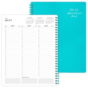 weekly appointment book & planner 2023-2024 – daily hourly planner 2023-2024, 8″ x 10″, july 2023 – june 2024, 30-minute interval, lay – flat, round corner, twin-wire binding, thick paper – teal green