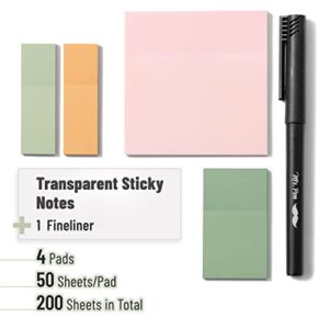 Mr. Pen- Pastel Transparent Sticky Notes, 200 pcs, Bible Sticky Notes, Translucent Sticky Notes, Planner Tabs, Sticky Notes Tabs, Sticky Notes for Books, Book Sticky Notes, Sticky Notes Transparent