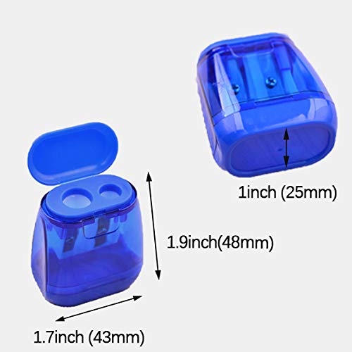 4PCS Manual Pencil Sharpener,Double Holes Colored Prism Pencil Sharpeners with lid for Kids,Suitable for School,Office,Home