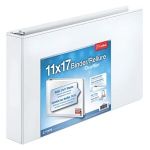 cardinal® slant-d® ring 11″ x 17″ tabloid clearvue™ binders, 2″ rings, 63% recycled, white