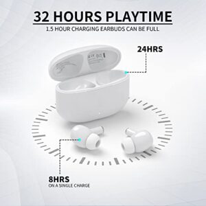 Wireless Earbuds, A30Pro TWS Bluetooth 5.1 IPX5 Water Resistance 32Hrs Playtime, Smart Touch Control, Noise Canceling with Hi-Fi Stereo Earphones for iPhone and Android (Ear Handle Touch Control)