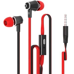 lsd in ear headphones earphones wired earbuds 3.5mm bass stereo headsets with microphone & remote control earpieces for iphone, ipad, android smartphones, mp3/mp4 player, laptop, tablet, etc. (red)