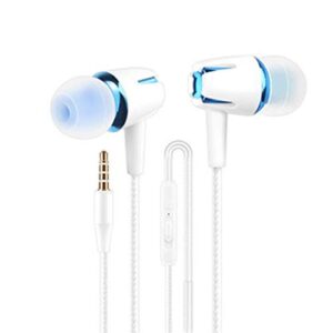 heave wired in ear headphones earbuds,powerful heavy bass sound wired headset gaming earbuds built in noise cancellation mic for running workout exercise blue
