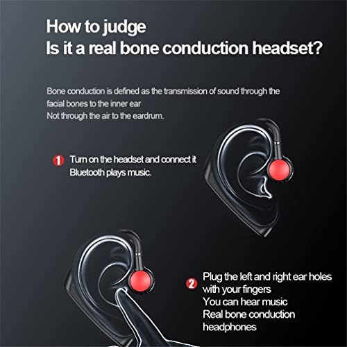 YODZ Bone Conduction Headphones Hanging Ear Wireless Sports Headset Bluetooth 5.1 HiFi Stereo Waterproof Sweatproof Earphones with Mic, for Fitness Cycling Driving,Black