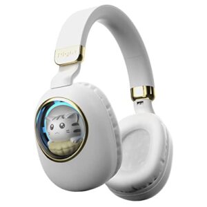 white kids bluetooth headphones wired with microphone for school – wireless boy girls noise cancelling over ear bluetooth headphones foldable children headsets for ipad kindle airplane travel tablet