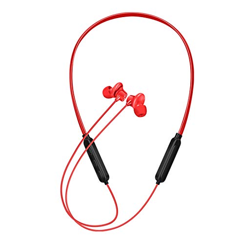 Bluetooth 5.0 Neckband Earphone,G03S Stereo Headphone in-Ear ABS Magnetic Wireless Headset Sport Noise Cancelling Earbuds for Gym Running Red One Size