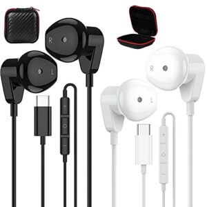 apetoo usb type c semi-in-ear headphones black and white