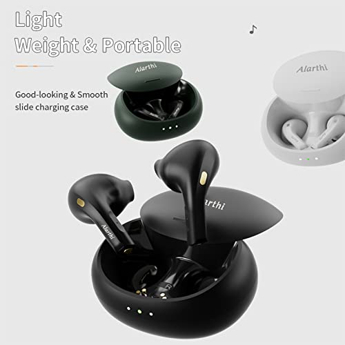 Alarthi Wireless Earbuds,Bluetooth Headphones with Slide Wireless Charging Case,True Wireless Noise Cancelling Earbuds,HiFi Stereo Earphones for Running,Fitness and Work,Frosted White