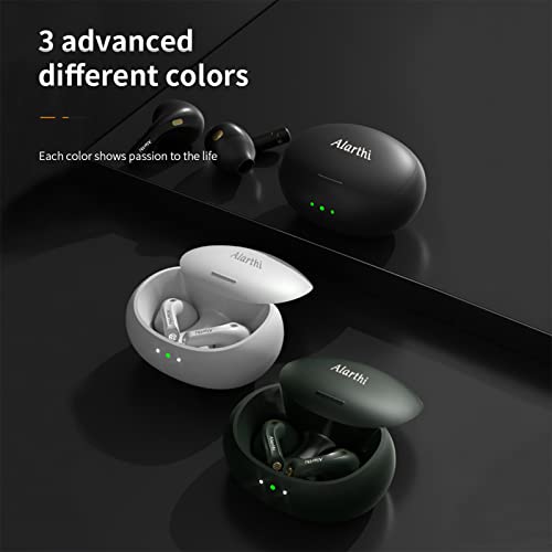 Alarthi Wireless Earbuds,Bluetooth Headphones with Slide Wireless Charging Case,True Wireless Noise Cancelling Earbuds,HiFi Stereo Earphones for Running,Fitness and Work,Frosted White