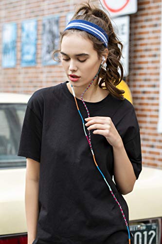 URIZONS Earbuds Earphones in-Ear Headphones - Headsets with Microphone Remote for iPhone, iPad, Mac, Laptop Android Devices Fabric Braided Wristband Bracelet (red)