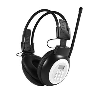 over ear foldable wireless / wired headphone with lcd display, fm radio, 10 radio stations, noise cancelling hifi headset