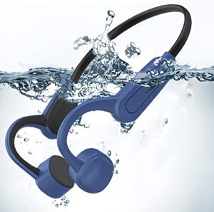 ikxo waterproof bone conduction headphones for swimming, mp3 player wireless sport earphones ipx8 open-ear built-in 8gb flash memory for running, diving water, gym, spa…