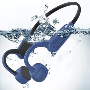IKXO Waterproof Bone Conduction Headphones for Swimming, MP3 Player Wireless Sport Earphones IPX8 Open-Ear Built-in 8GB Flash Memory for Running, Diving Water, Gym, Spa…