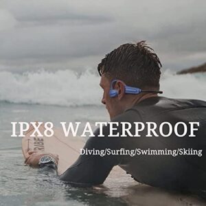 IKXO Waterproof Bone Conduction Headphones for Swimming, MP3 Player Wireless Sport Earphones IPX8 Open-Ear Built-in 8GB Flash Memory for Running, Diving Water, Gym, Spa…