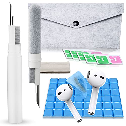 AKIKI Cleaner Kit for Airpods, Earbuds Cleaning kit for Airpods Pro 1 2 3, Phone Cleaner kit with Brush for Bluetooth Earbuds Cleaner, Wireless Earphones,iPhone,Laptop, Camera (White)