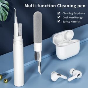 AKIKI Cleaner Kit for Airpods, Earbuds Cleaning kit for Airpods Pro 1 2 3, Phone Cleaner kit with Brush for Bluetooth Earbuds Cleaner, Wireless Earphones,iPhone,Laptop, Camera (White)