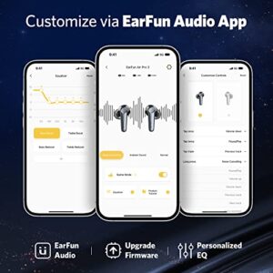 EarFun Air Pro 3 Noise Cancelling Wireless Earbuds, Qualcomm® aptX™ Adaptive Sound, 6 Mics CVC 8.0 ENC, Bluetooth 5.3 Earbuds, Multipoint Connection, 45H Playtime, App Customize EQ, Wireless Charging