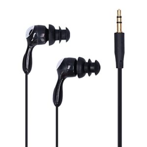 pusokei short cord waterproof headphone, ip68 waterproof shortline in-ear tree earplugs waterproof earphone suitable fit for swimming surfing running(black)