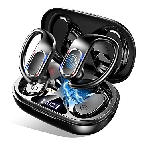 Bluetooth Headphones 5.3, Wireless Earbud Sport with Dual Mic, Wireless Earphones Noise Cancelling Ear Buds with Over-Ear Earhooks, IP7 Waterproof, USB-C, 56H Deep Bass Headset for Running Android iOS