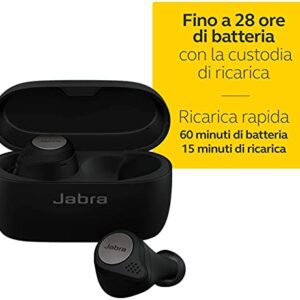 Jabra Elite Active 75t True Wireless Bluetooth Earbuds, Titanium Black – Wireless Earbuds for Running and Sport, Charging Case Included, Active Noise Cancelling Sport Earbuds (Renewed)