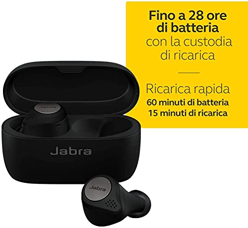 Jabra Elite Active 75t True Wireless Bluetooth Earbuds, Titanium Black – Wireless Earbuds for Running and Sport, Charging Case Included, Active Noise Cancelling Sport Earbuds (Renewed)