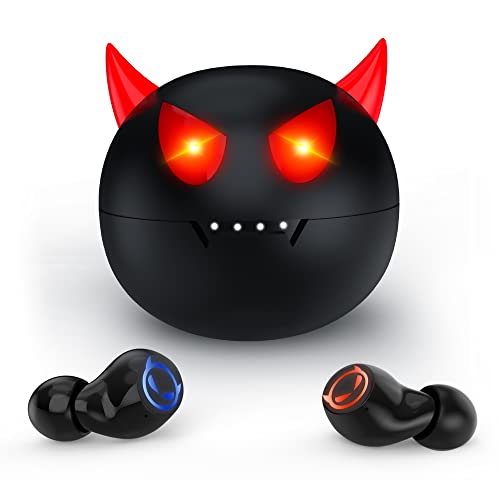 Kids Wireless Headphones, Bluetooth Little Devil Headphones with Charging case, Boys Sports Waterproof Stereo Game Headphones, 36H Play time Light Ears