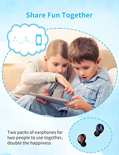 Kids Wireless Headphones, Bluetooth Little Devil Headphones with Charging case, Boys Sports Waterproof Stereo Game Headphones, 36H Play time Light Ears