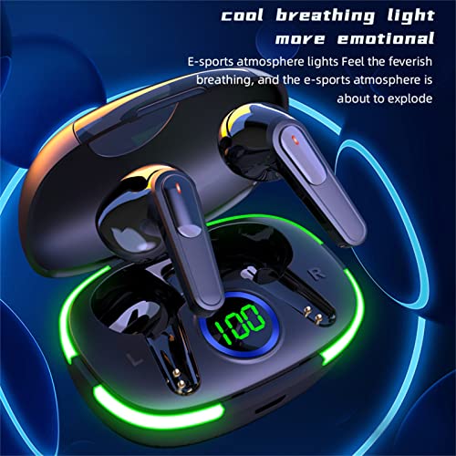 Bluetooth 5.1 Digital Display Noise Reduction Wireless Earbuds - Touch-Control Black Wireless Mini Stereo in Ear Light-Weight Earphones with Charging Case for Running Outdoor Office Sports