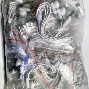 LowCostEarbuds Bulk Wholesale Lot of 50 White/Gray Earbuds Headphones - Individually Wrapped