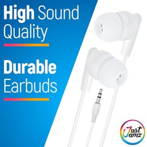 Earbuds 30 Pack | Bulk Basic Earbuds, Pearl White in-Ear Earbuds, Disposable Earphones, Affordable Headphones, 3.5 MM Audio Jack Earbuds for Schools, Kids, Classrooms & Libraries