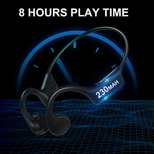 Bone Conduction Headphones, 2023 Upgrade Open-Ear Wireless Bluetooth Earphones, Sport Headphones with 8H Playtime, Microphone, Waterproof Wireless Earphones for workout, Running, Cycling, Driving, Gym