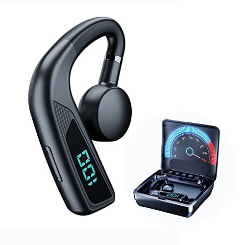 Single Bone Conduction Earbuds Open Ear Headphones Wireless Bluetooth Earbuds with Earhooks 30Hrs Playtime with Charging Case and LED Power Display Sport Open Earbuds Waterproof Bass Sound Headset