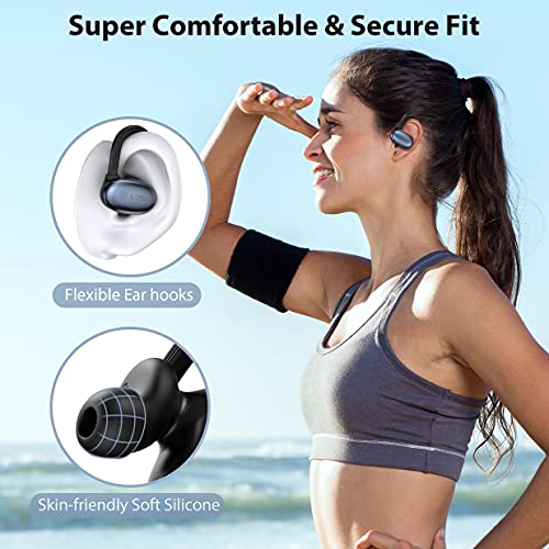 Losei Bluetooth Headphones, Sports True Wireless Earbuds Touch Control Earphones Bass Stereo Sound TWS Ear Hooks Headset with Charging Case & Mic for Running/Working Out/Gym
