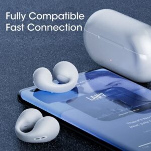 AQWEI Wireless Ear Clip Bone Conduction Headphones, Clip-Ear Headphones, Noise Canceling Digital Display Ear Clips, Bluetooth Sports Headphones (Black)