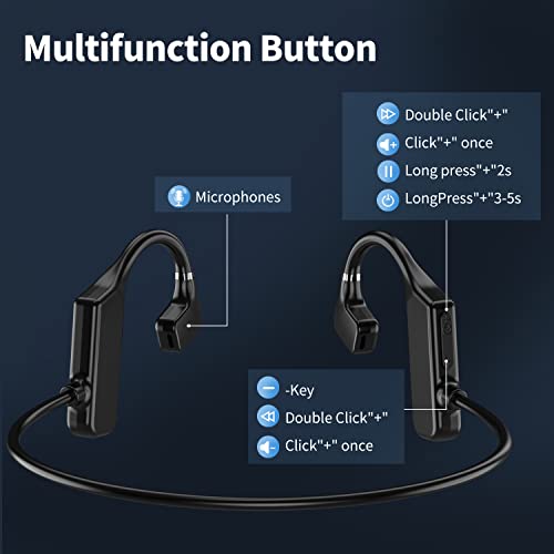 Aocuxze Air Conduction Headphones Wireless with Mic, Open Ear Bluetooth Headphones Sport Earbuds up to 8 Hours Playtime for Running Cycling Workout Driving