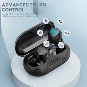 Kurdene Wireless Earbuds,Bluetooth Earbuds with Charging Case,Touch Control Bluetooth 5.2 Sport Headphones with Mics Earphones in-Ear Premium Deep Bass (Black)