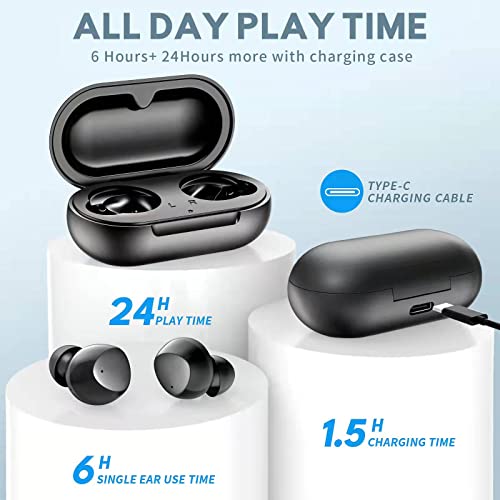 Kurdene Wireless Earbuds,Bluetooth Earbuds with Charging Case,Touch Control Bluetooth 5.2 Sport Headphones with Mics Earphones in-Ear Premium Deep Bass (Black)