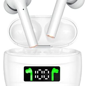 Wireless Earbuds True Bluetooth Ear Buds with Mic Bluetooth 5.2 in-Ear Wireless Headphones Hi-Fi Stereo IP7 Sweatproof Wireless Earphone ENC Noise Cancelling 35 Hours for iPhone Samsung White