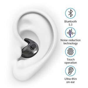 Invisible Sleep Wireless Earphone Ipx5 Waterproof Sense-Free Double Noise Cancelling Bluetooth Headphones, 2023 New Wear Bluetooth 5.3 Touch Control Waterproof Sport Running Earring Earphone (Black)