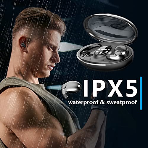 Invisible Sleep Wireless Earphone Ipx5 Waterproof Sense-Free Double Noise Cancelling Bluetooth Headphones, 2023 New Wear Bluetooth 5.3 Touch Control Waterproof Sport Running Earring Earphone (Black)