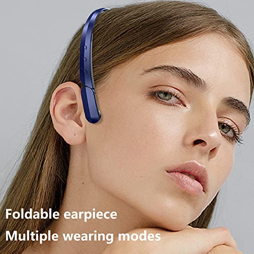 Wireless Air Conduction Headphones Bluetooth Open Ear Sport Headphones with Microphones, Foldable Lightweight Running Headphones Portable Neckband Headphones-1*Black+1*Blue(2pack)