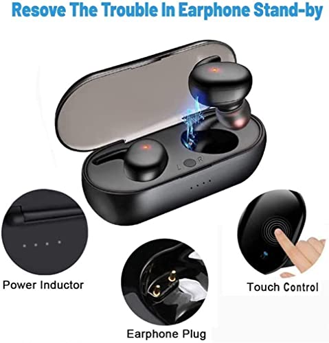 Wireless Earbuds, 30H Playtime Bluetooth Earphones Touch Control, Ear Hook Built-in Noise-canceling Microphone Headphones In-Ear Dual Bluetooth Headset with Built-in Mic for Work Sports Travel