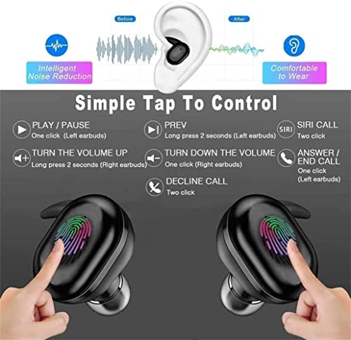 Wireless Earbuds, 30H Playtime Bluetooth Earphones Touch Control, Ear Hook Built-in Noise-canceling Microphone Headphones In-Ear Dual Bluetooth Headset with Built-in Mic for Work Sports Travel