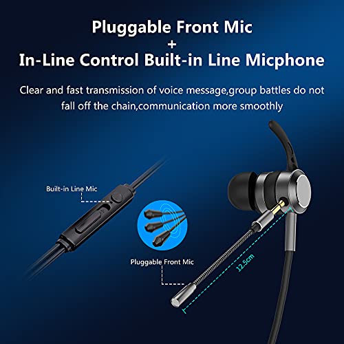 3.5MM Wired Earbuds with Microphone,Headphones with Detachable Mic Stereo Bass Sports Headphones with Noise Isolating Gaming Earphones 3.5mm Jack for Cell Phones Laptop Tablet Xbox One PS4