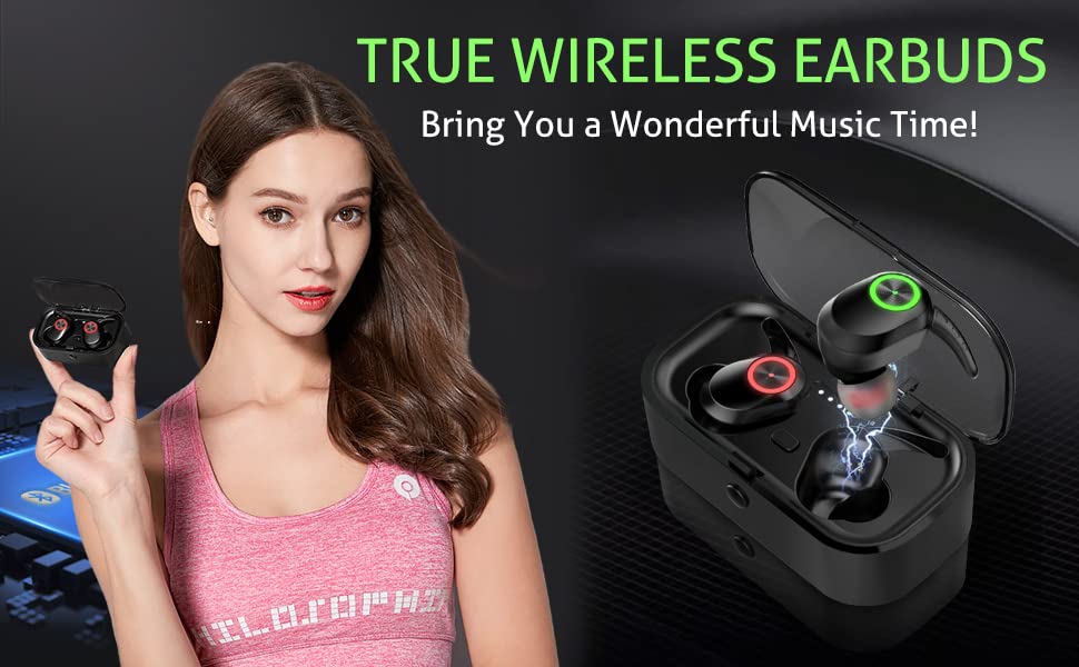 Qaekie Bluetooth Earbud, Wireless Earbuds Bluetooth 5.3 Headphones, Premium Bass in Ear Earbuds w/Charging Case, 24H Playtime, IPX6 Waterproof Sport Earphones, Auto-Pairing for Running