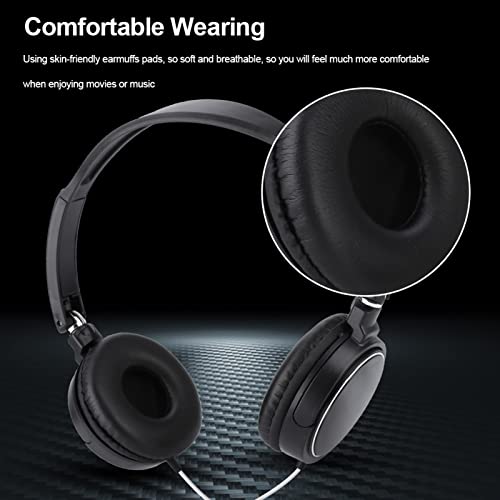 Foldable Head Mounted Headphone Mini Wired Headset Hands Free Compact Stereo HiFi Music Headset Support Rotatable Ear Cup Adjustable Headband Support TF Card