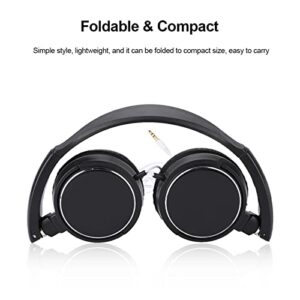 Foldable Head Mounted Headphone Mini Wired Headset Hands Free Compact Stereo HiFi Music Headset Support Rotatable Ear Cup Adjustable Headband Support TF Card