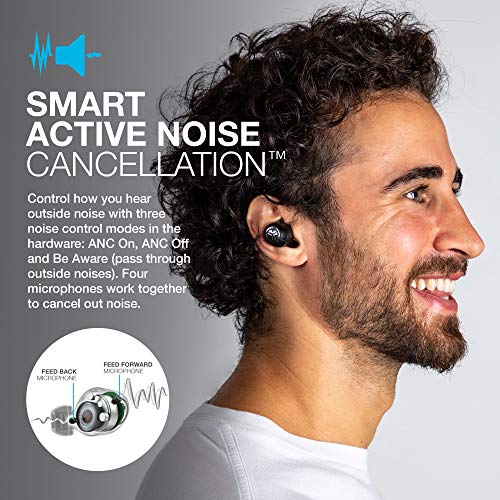 JLab JBuds Air ANC True Wireless Bluetooth Earbuds | Black | Active Noise Canceling | Low Latency Movie Mode | Dual Connect | IP55 Sweat Resistance | Custom 3 EQ Sound Settings (Renewed)